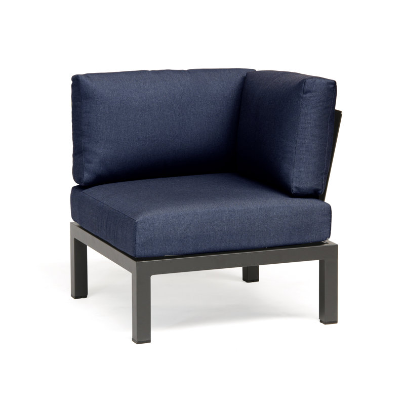Elba Teak 5 - Person Patio Conversation Set with Cushions, Spectrum Indigo