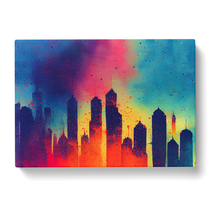 Skyscraper Skyline Splashed Vol.1 Abstract - Wrapped Canvas, 35cm H x 50cm W x 3cm D