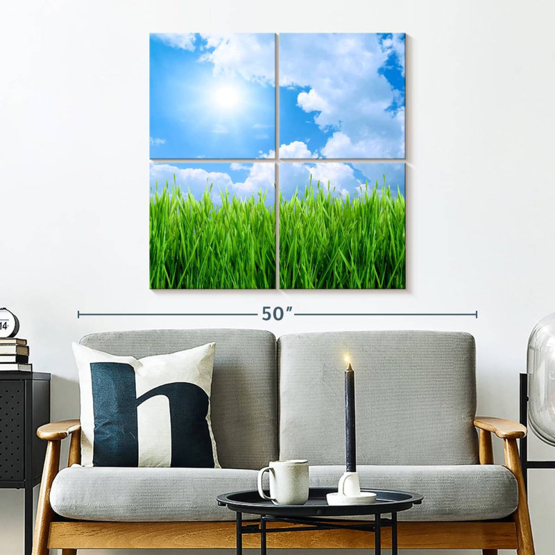 Harnek Grass Field Under Blue Sky, 32" H x 32" W