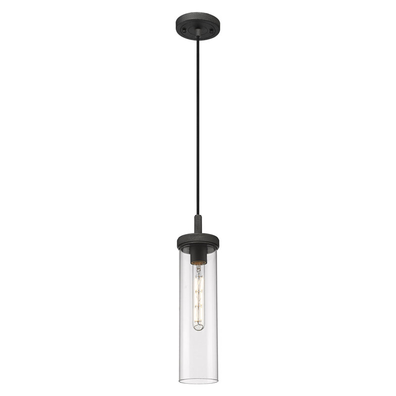 Downtown Urban - Nelms - 1 Light 4" Cord Hung Pendant, Clear, Weathered Zinc