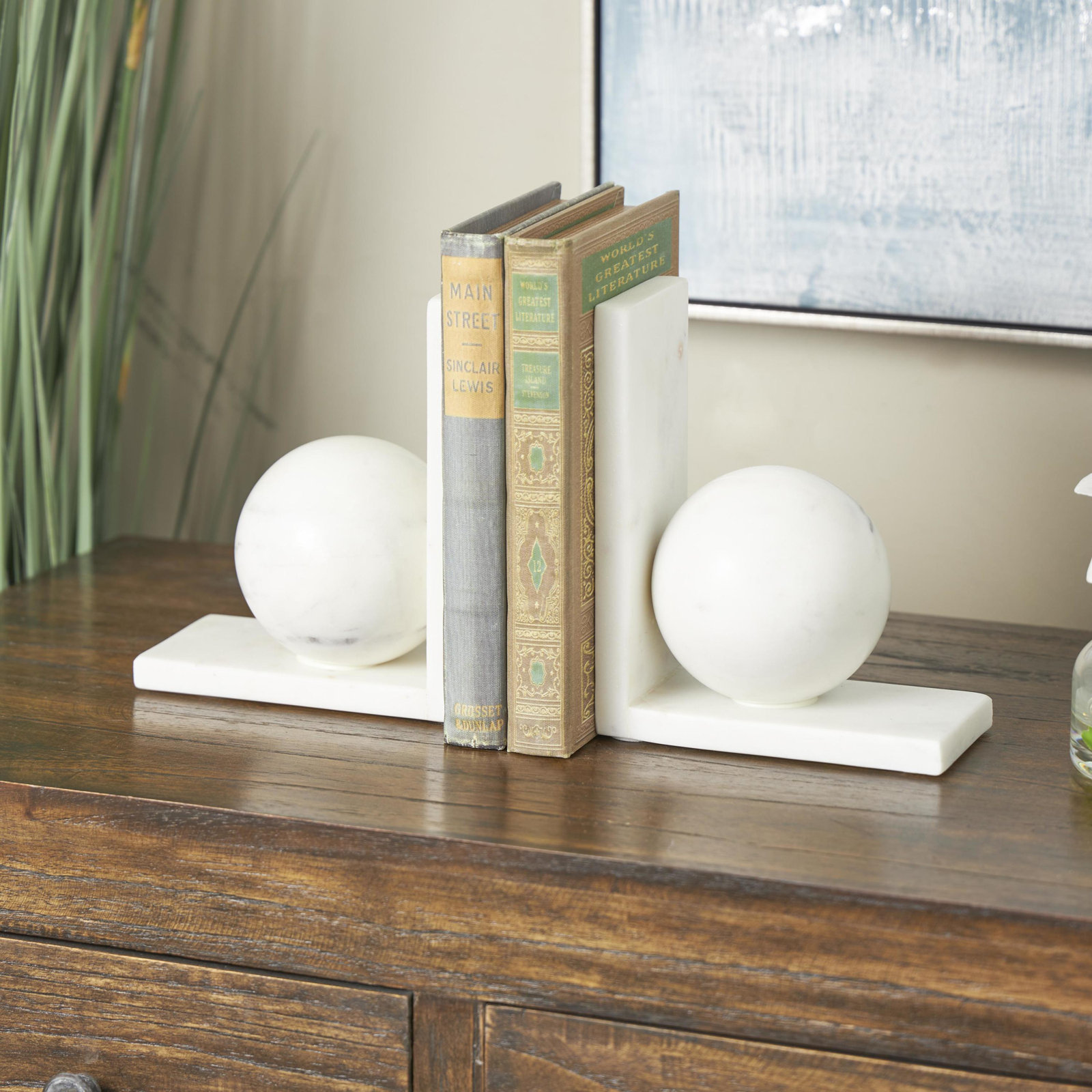 Orb Geometric Bookends, White