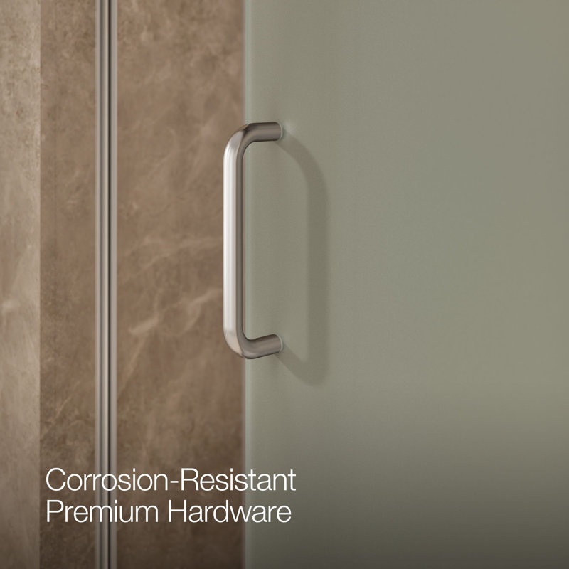 Elate Tall Sliding Shower Door, 75-1/2-In H X 50-1/4 - 53-5/8-In W, With Heavy 5/16-In Thick Crystal Clear Glass With Privacy Band