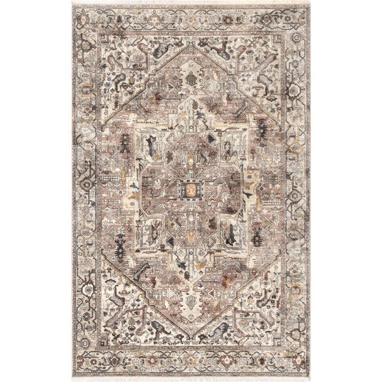 Rippeon Vintage Medallion Power Loom Performance Brown Rug