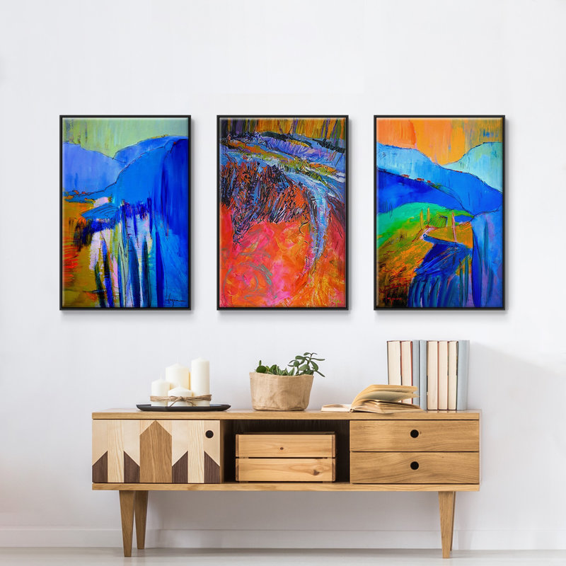 Fertile Dreams I, reproduction encadrée sur toile 3 pièces, Noir, H 24 po x l 48 po x P 2 po