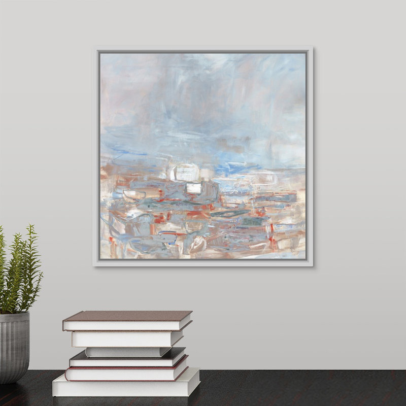 « up early ii », peinture sur toile, Cadre flottant blanc, H 13,7 po x l 13,7 po x P 1,75 po