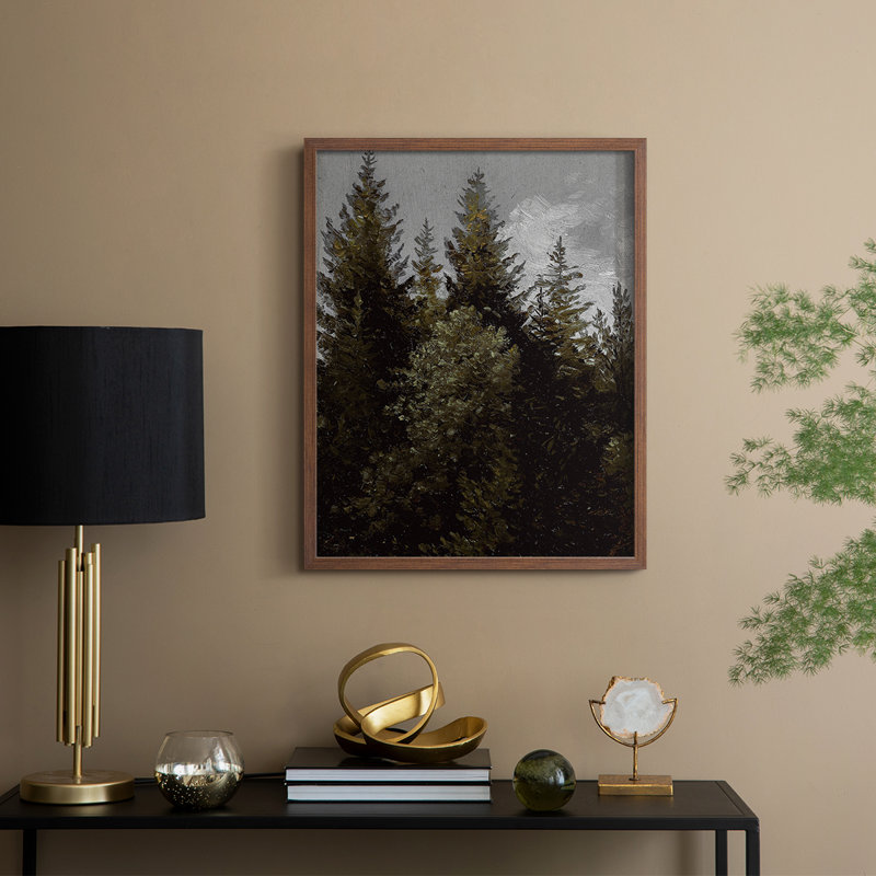 «Vintage Landscape CCXV», reproduction encadrée - bois massif, Noyer, H 21 po x l 17 po