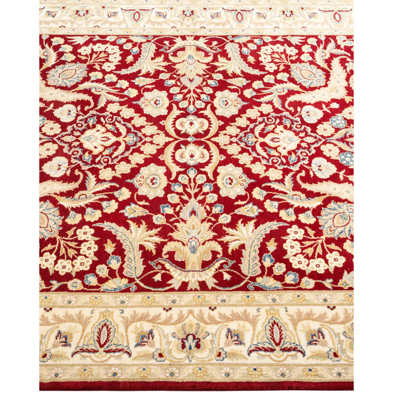 Handmade Red Wool 4' x 6' Oriental Area Rug