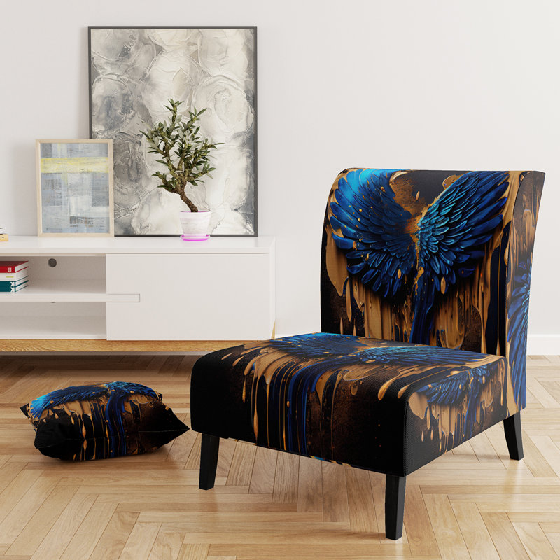 Upholstered Slipper Chair, Modern Aldus Accent Chair - Aldus, Blue/White Polyester Blend