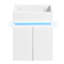 Meuble-lavabo de salle de bain 16 po avec lavabo, blanc moderne pour les petites salles de bain. Possède une détection de radars et de nombreux espaces de rangement fixés au mur en blanc. Rangement.. Céramique. Aspect. Assemblage requis