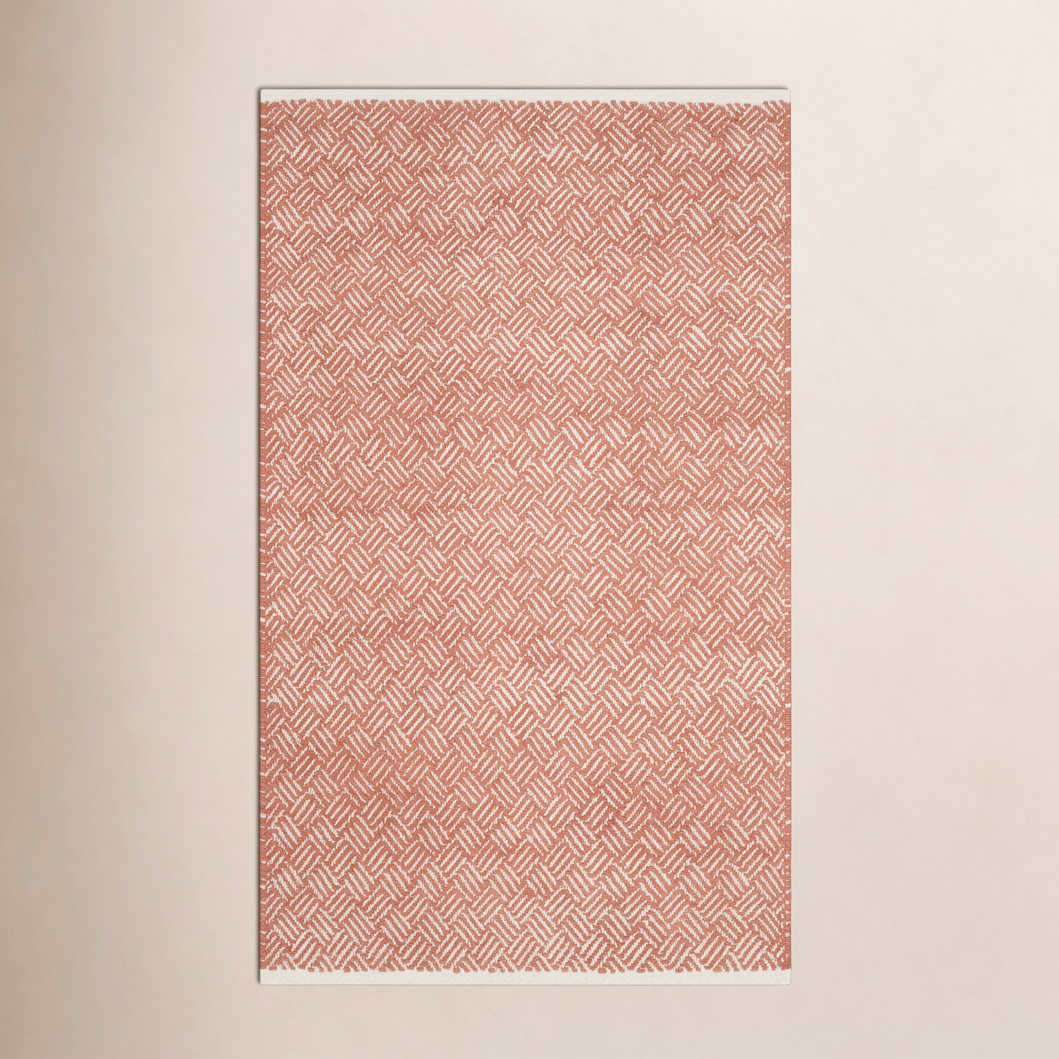 Evansdale Orange Hand-Woven Geometric Cotton Rug, Rectangle 3' x 5'