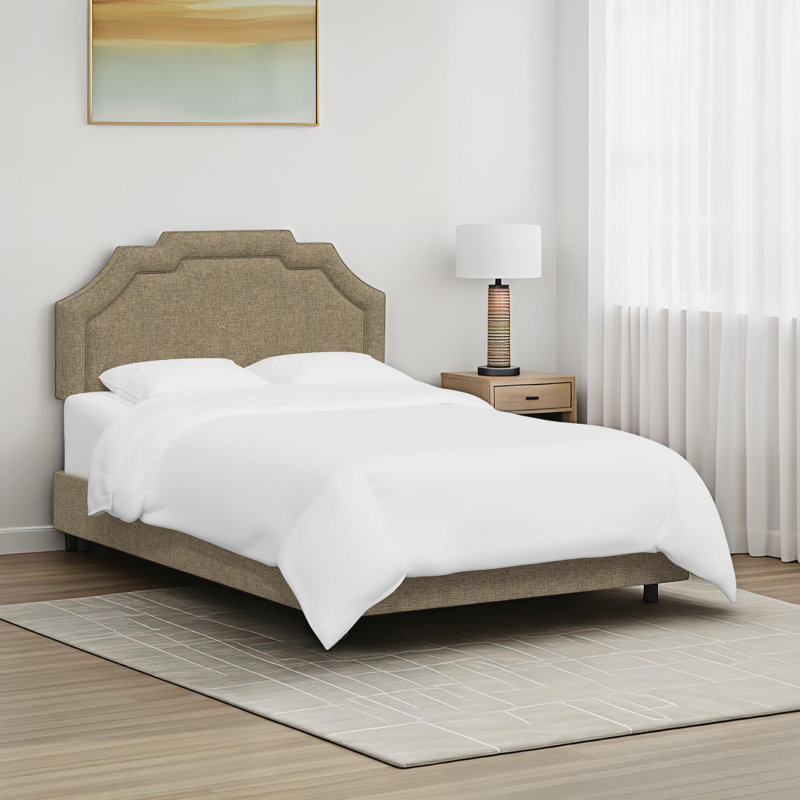Aleanah Upholstered Standard Bed, Twin, Zuma Natural Textured Linen