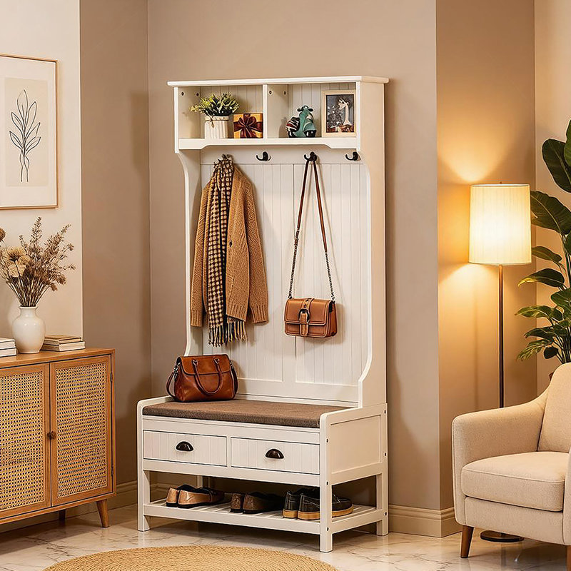 Multifunctional Design Entryway Hall Tree,Chic Hall Tree,Sturdy Coat Rack Stand