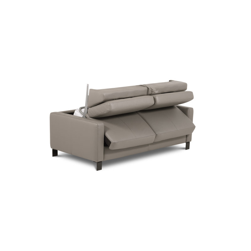 Najmul Genuine Leather Foldable Sofabed with Mattress, Tan