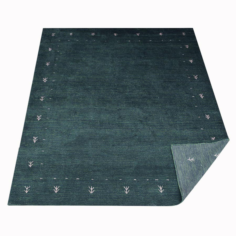 Tapis d'intérieur rectangulaire contemporain en laine beige et grise, fait main et noué à la main