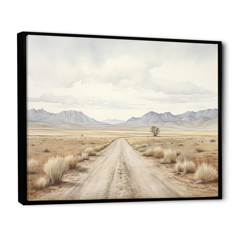 " Moody Highway Road Scenery I ", 16" H x 32" W x 1" D, Black Floater Framed