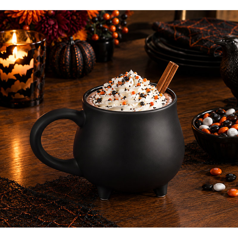Galerie Tabletops - Ensemble de 2 tasses en grès noir de 650 ml (22 oz) en forme de chaudron