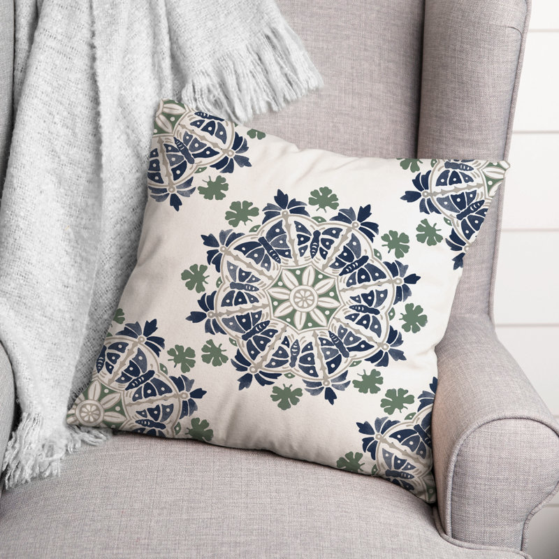  Housse et insert de coussin extérieur d'extérieur, Bleu / Crème