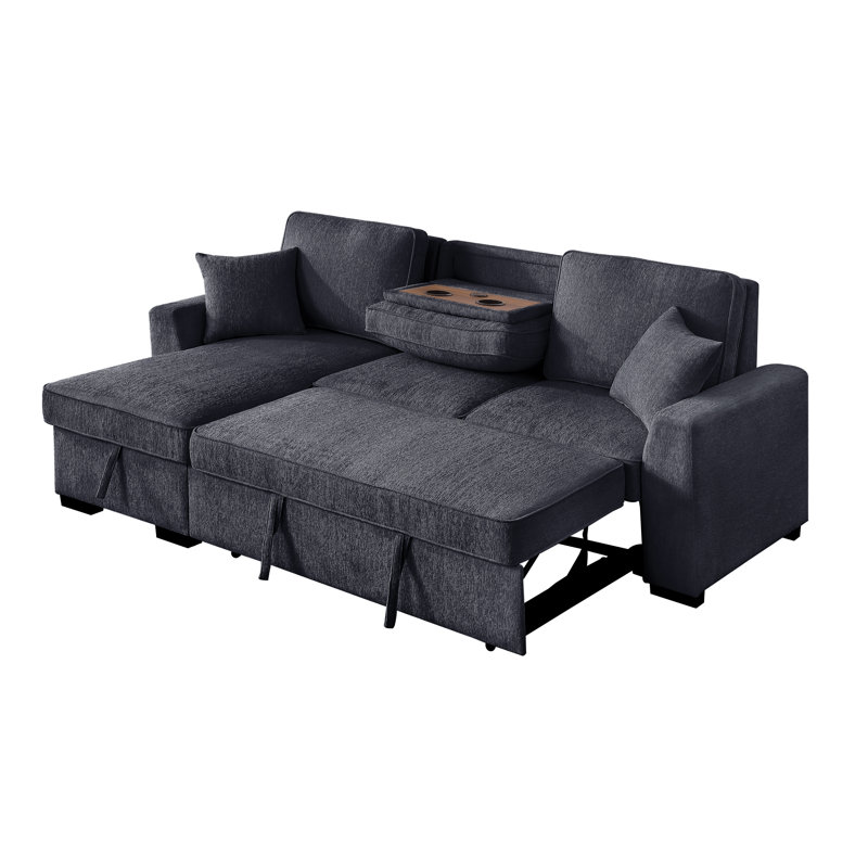Amalyn L-Shaped Reversible Sleeper Sofa with Storage Chaise and Fold-Down Cupholders with Reversible Chaise for Living Room