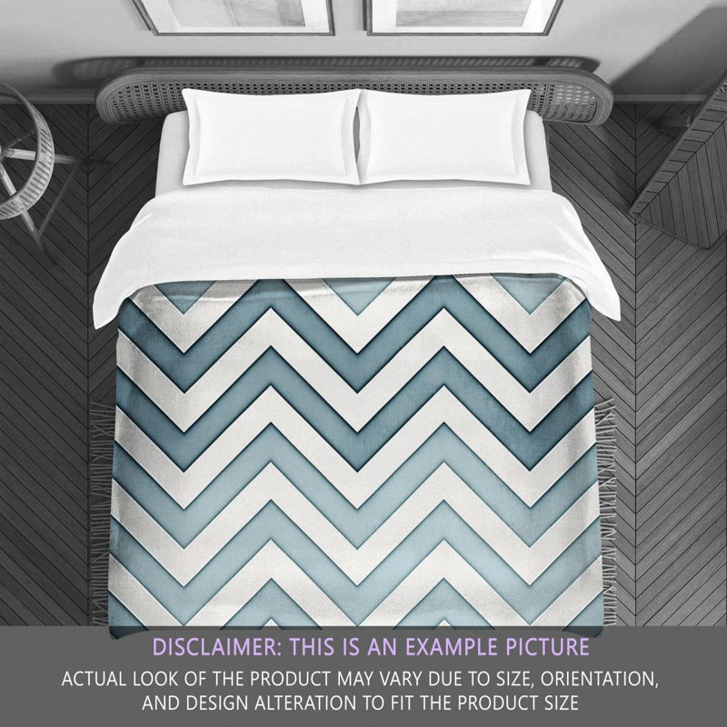Checkered Comforter, Queen Comforter, Blue/White Chevron