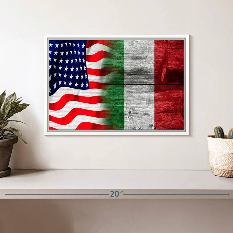 Nish des États-Unis et de l'Italie, Cadre flottant blanc, 13 po x 9 po