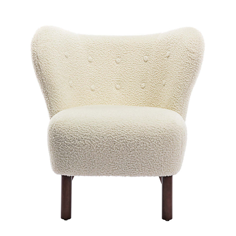 Fauteuil à oreilles rembourré Brodin, Polyester crème