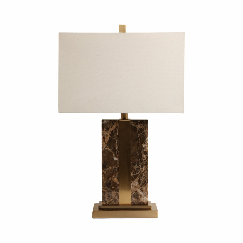 Sagebrook Home 26X16" Rectangle Marble Lamp With Antique Brass, Brown