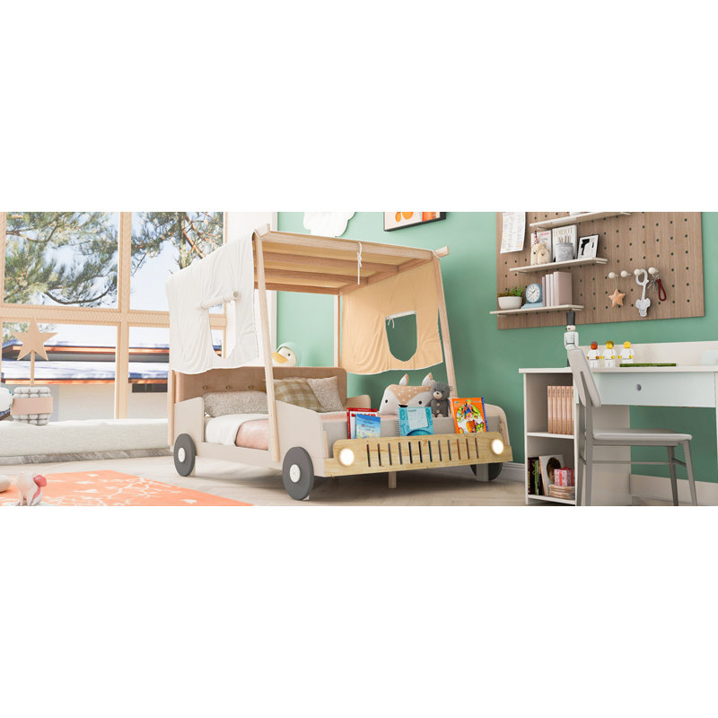 Lit voiture en bois avec coussin, Simple