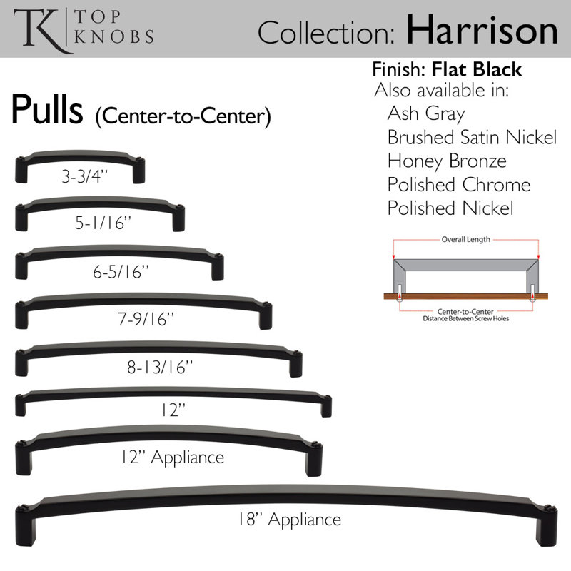 Harrison Appliance Pull, Flat Black, 12" Center to Center