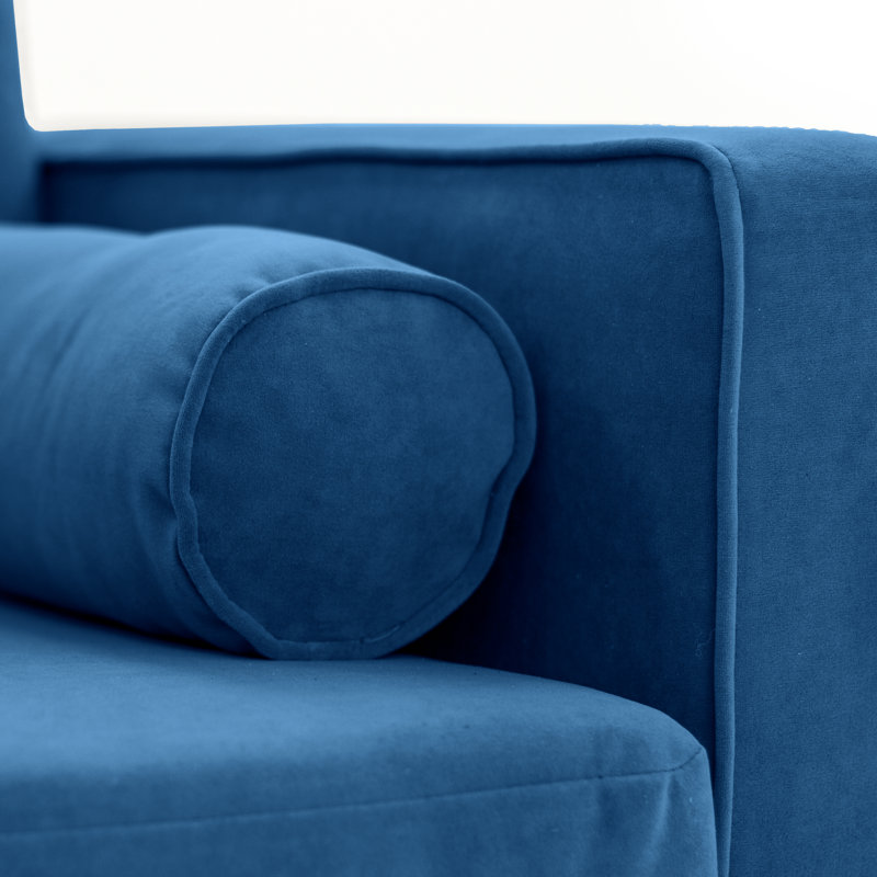 Boubacar 105cm Velvet Recessed Arm Accent Chairs, Electric Blue