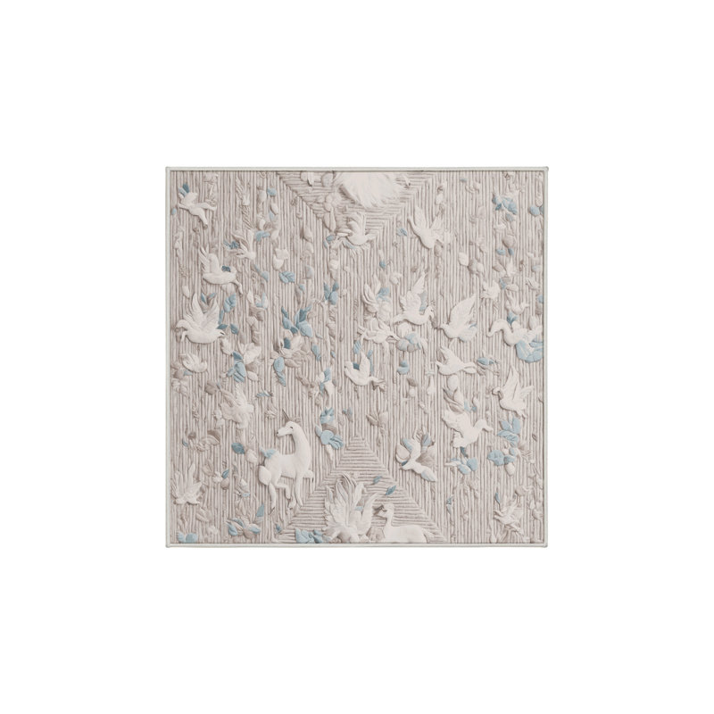 Tapis beige lavable à la machine, Carré 7 pi