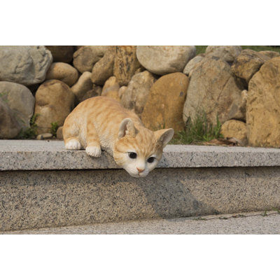 Cat Looking Over Ledge Tabby Statue