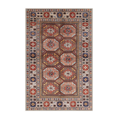 Tapis géométrique brun / beige / bleu