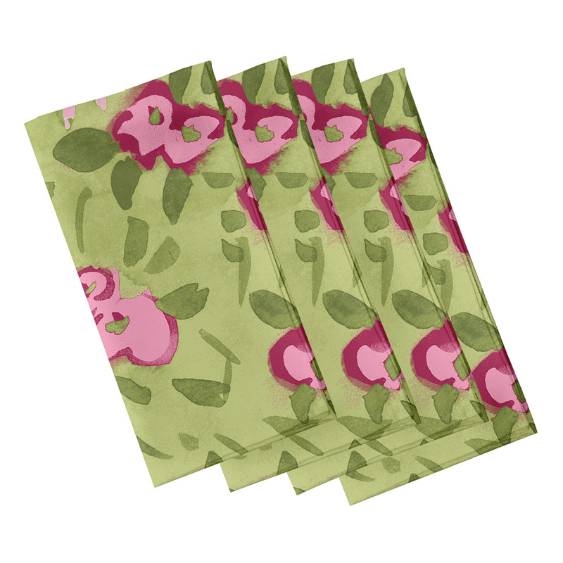 Lonston Polyester Floral Square Napkin, Pink