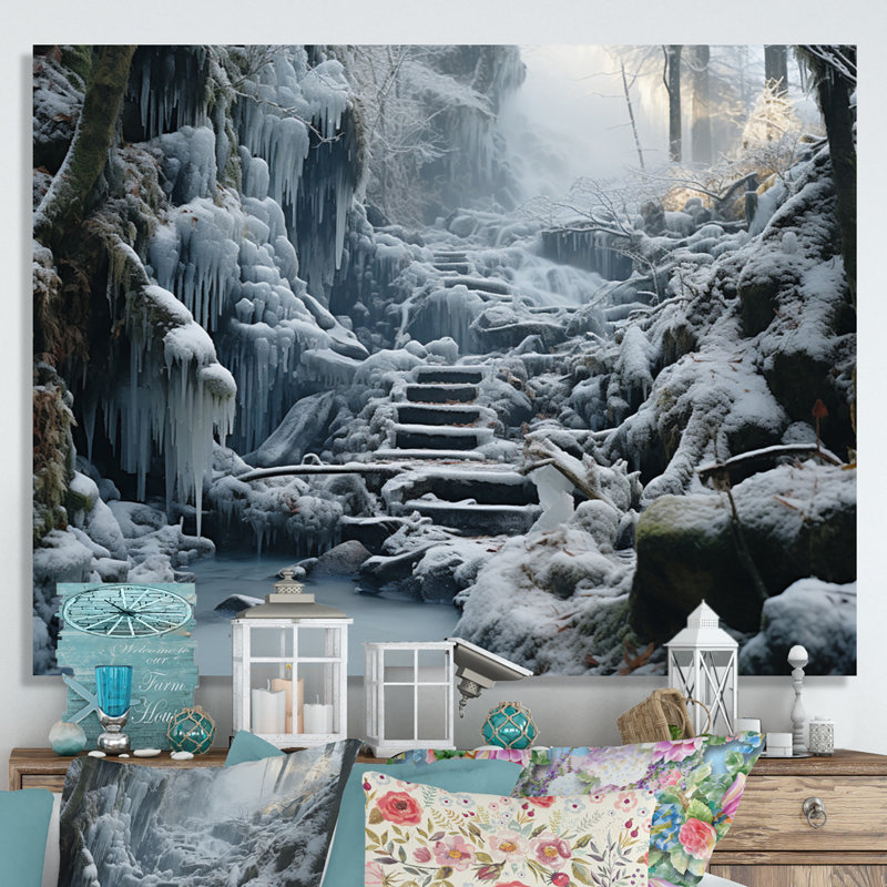 Burtha " Winter Tranquillity Mountains II ", 24" H x 32" W x 1" D, Wrapped Canvas