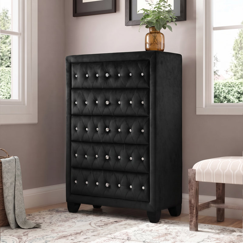 Commode 5 tiroirs l 36 po Rausch, Noir
