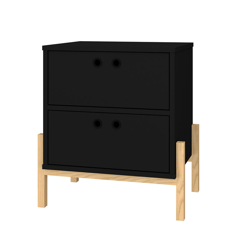 Sasun 50cm W Manufactured Wood Bedside Table, Black
