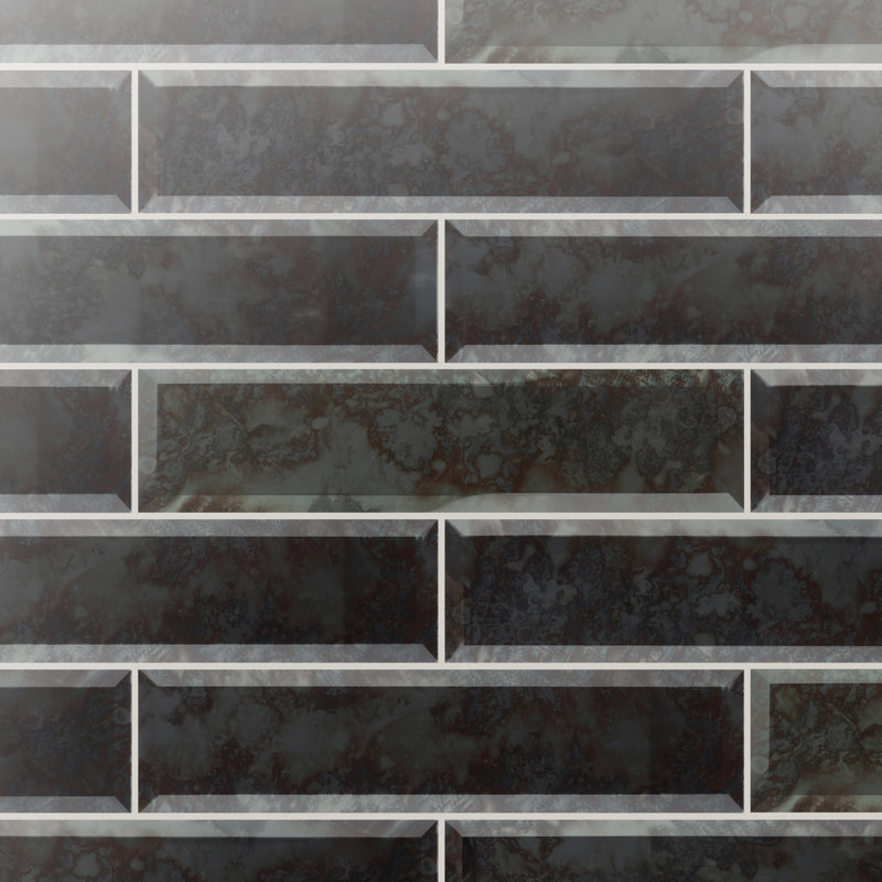 Carrelage mural en verre biseauté 2,9 po x 12 po Luster