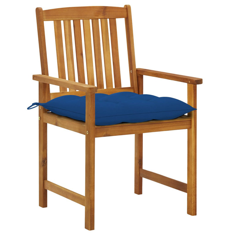 Chaise de patio avec coussins Dederang, Brun, Bleu royal