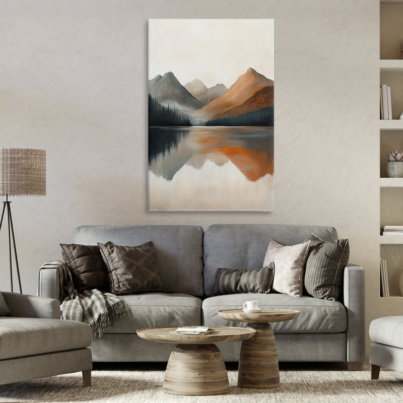 «Terracotta Reflection Abstract Landscape Canvas», conception par Petal Prints Design, H 45 po x l 30 po