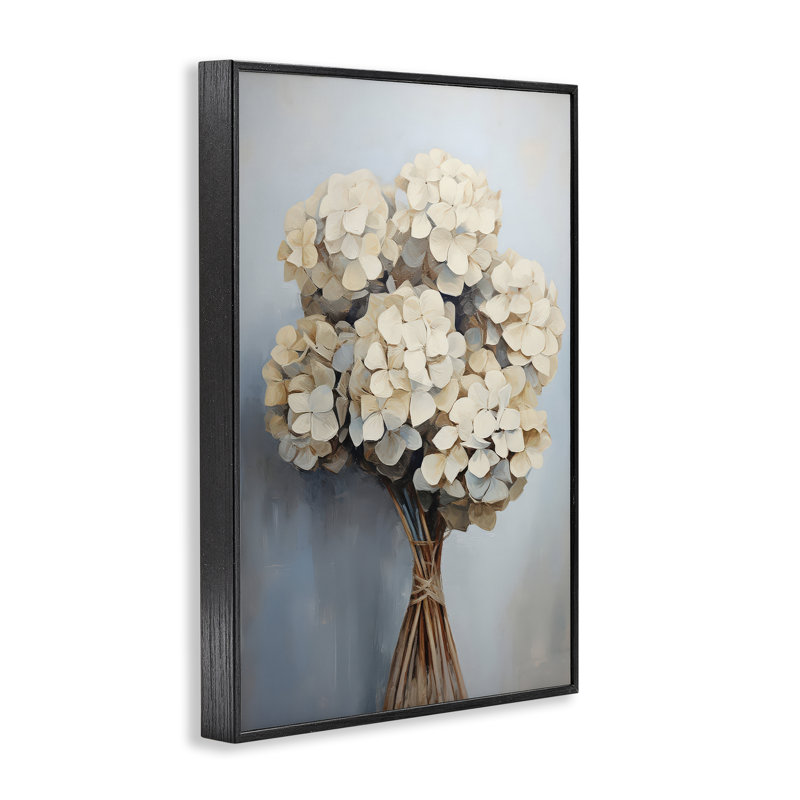Paquet d'hortensias, art giclée par Petals Prints Design bg-307, Giclée encadrée noir minuit, H 18 po x l 12 po