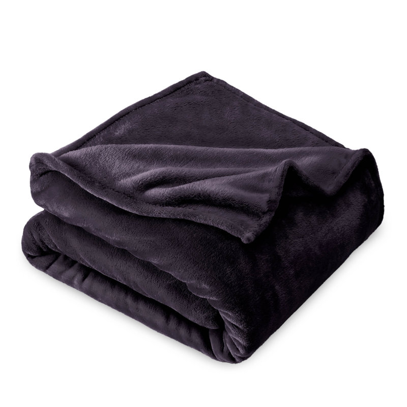 Bare Home Microplush Fleece Blanket - Fuzzy, Warm, Bed/Throw Blanket, Eggplant, King