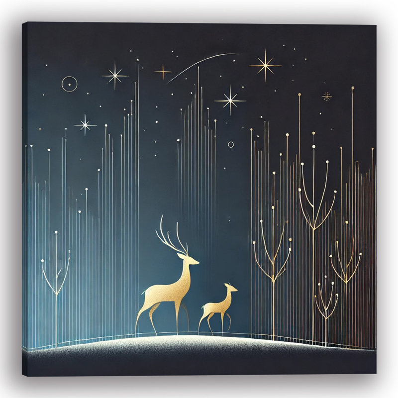 Toile dorée sous un ciel céleste encadré, H 12 po x l 12 po x P 1 po