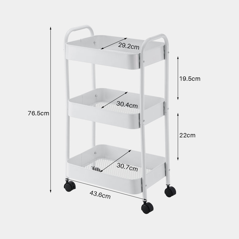 Kysa Metal Kitchen Cart, White
