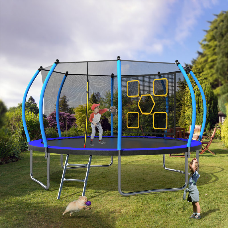 Trampoline 14 pi avec enceinte, Noir + bleu
