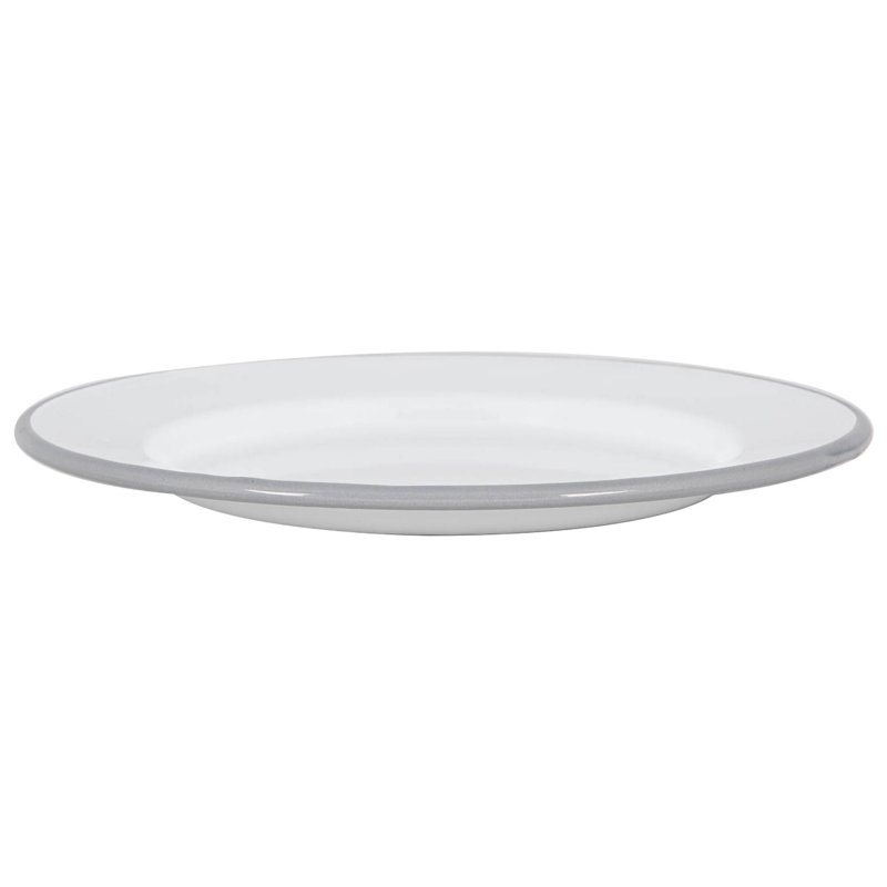Argon Tableware - White Enamel Dinner Plates - 25.5cm - Set of 6, Grey