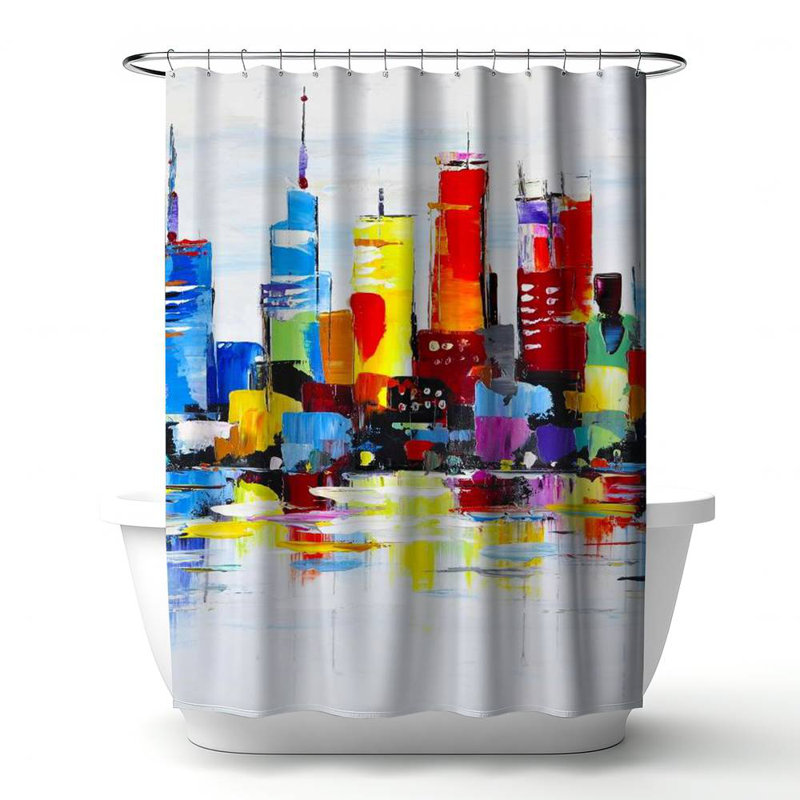 Shower Curtain CI166 – Polyester Shower Curtain, Dye Sublimation Print, 71" W × 74" L