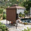 Pavillon de jardin en polyester de couleur brune avec auvent réglable pour les barbecues d'extérieur, 95,3 x 58,7 x 97,6 pouces
