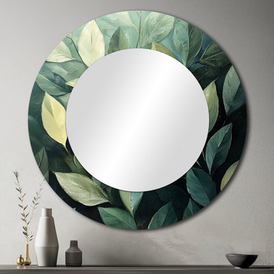 Feuillage olive vert feuillage Collage I - miroir mural floral - imprimé sur métal