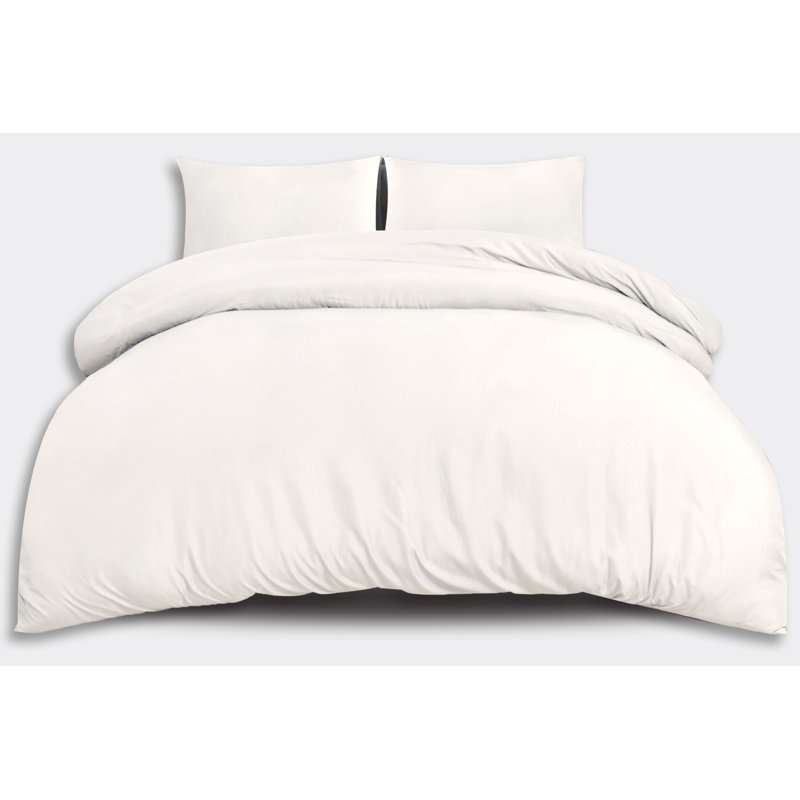 Jermelle Microfiber Solid Colour Duvet Cover with Pillowcases Included, White