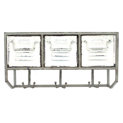 Metal Wall Organizer with Key Hooks